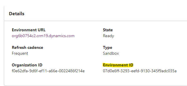 Environment id in admin powerplatform